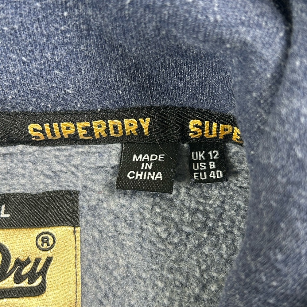 SUPERDRY Orange Label Elite Hooded Pullover Sweatshirt Blue Wom US 8 UK 12 EU 40 - Picture 4 of 12